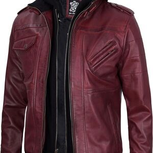 Men's Maroon Real Leather Jacket
